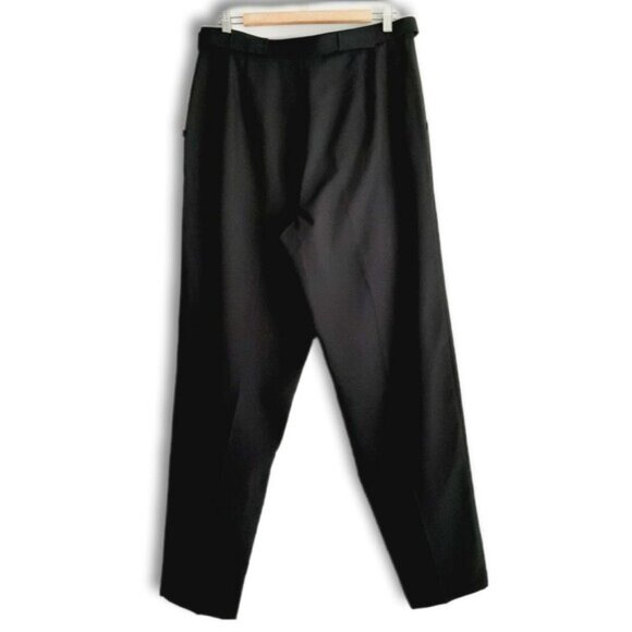 TWO ROADS | Vintage Trousers High Waist Pleats Dress Pants Belt Black Neutral L - Picture 6 of 12